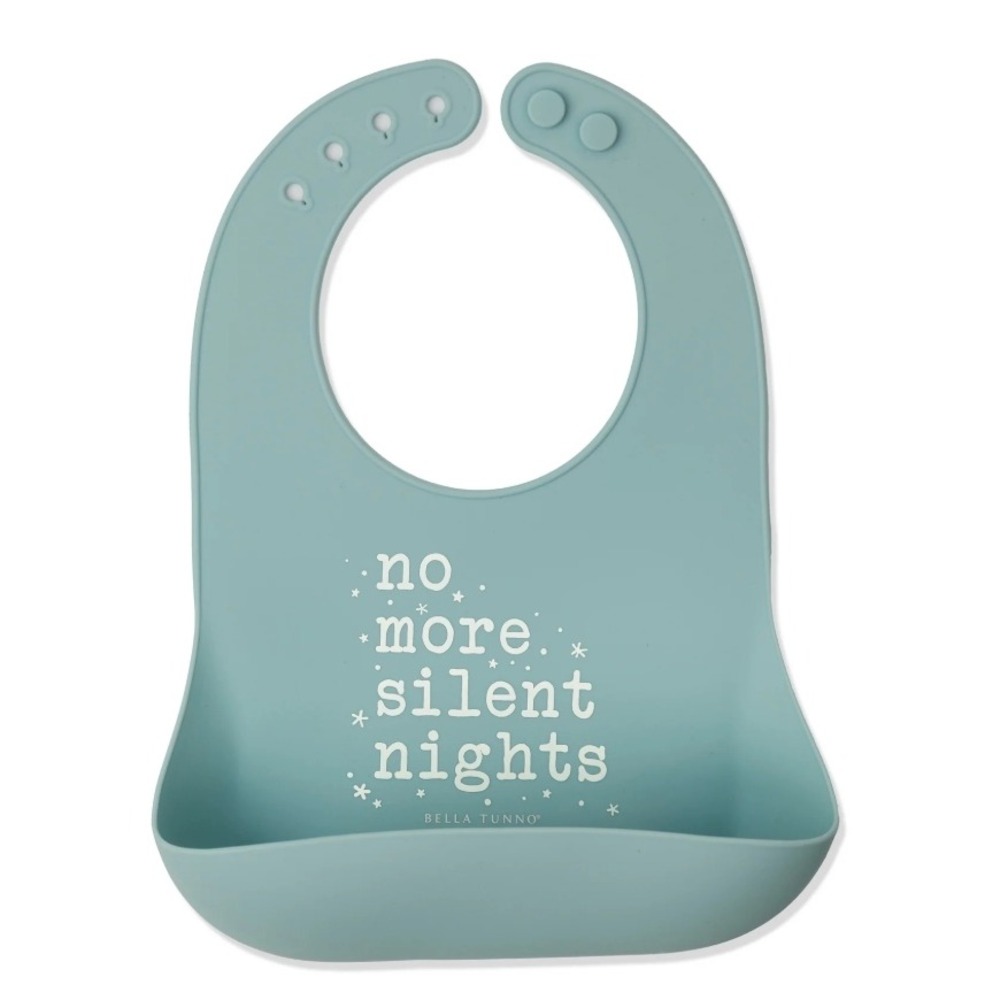 Bella Tunno Wonder Bib No More Silent Nights Blue Silicone Baby Bib WB344 NEW